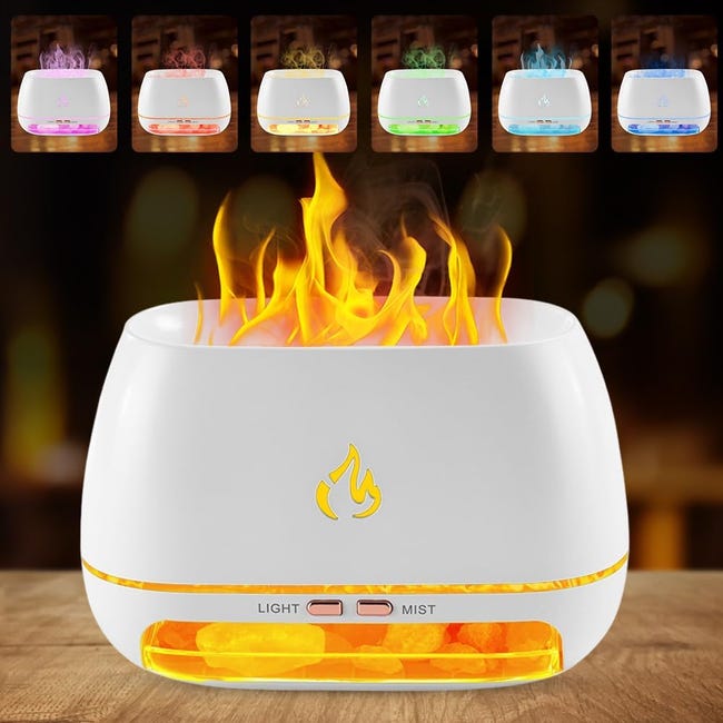 Dyfuzor zapachowy i nawilżacz powietrza 2 w 1 ze światłem 7-kolorowym, odpowiedni do sypialni i biura, dyfuzor wulkaniczny