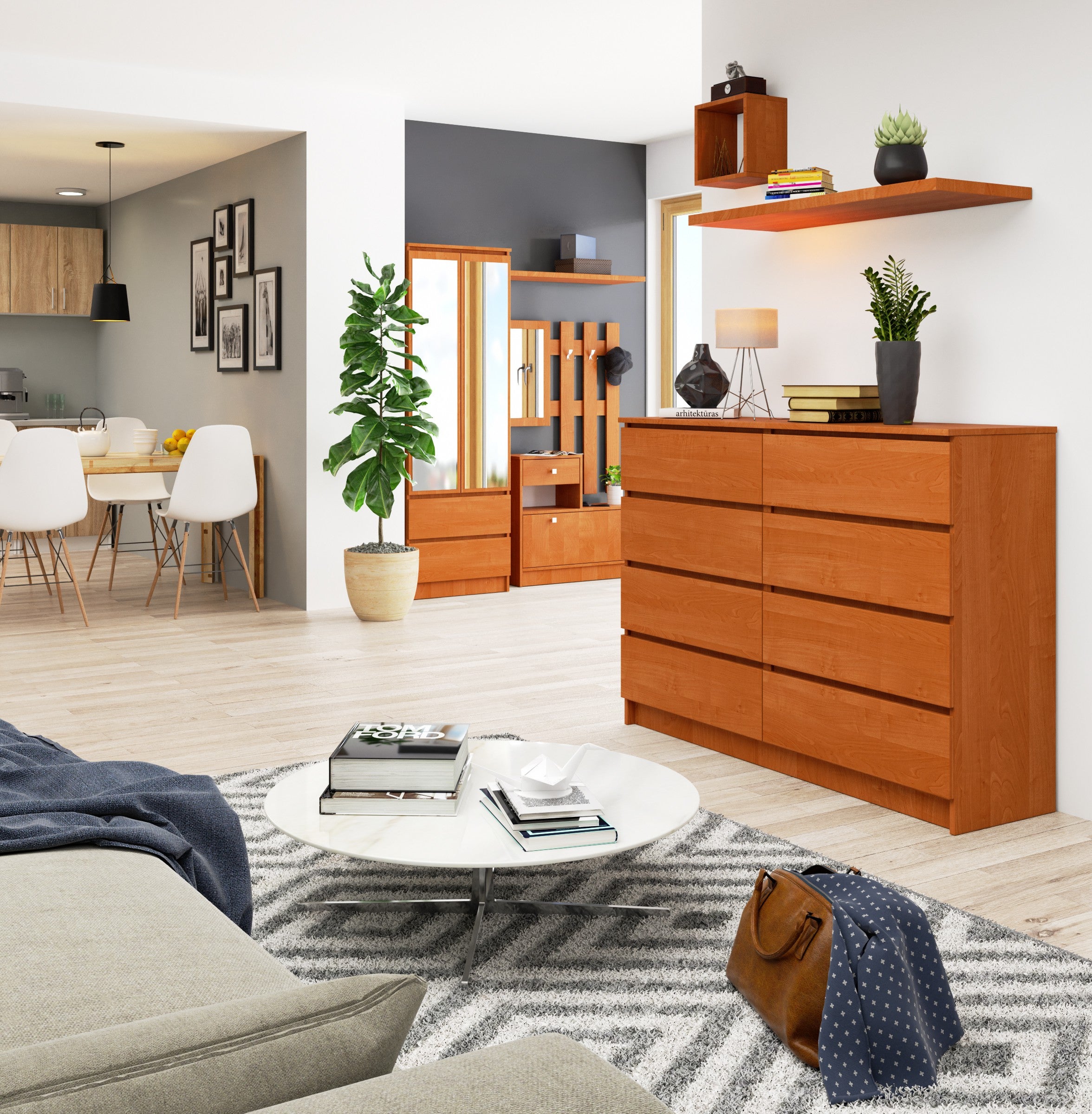 Komoda AKORD K140 Olcha 138 cm 8 szuflad kolor Olcha mat 138x40x99 cm - 6
