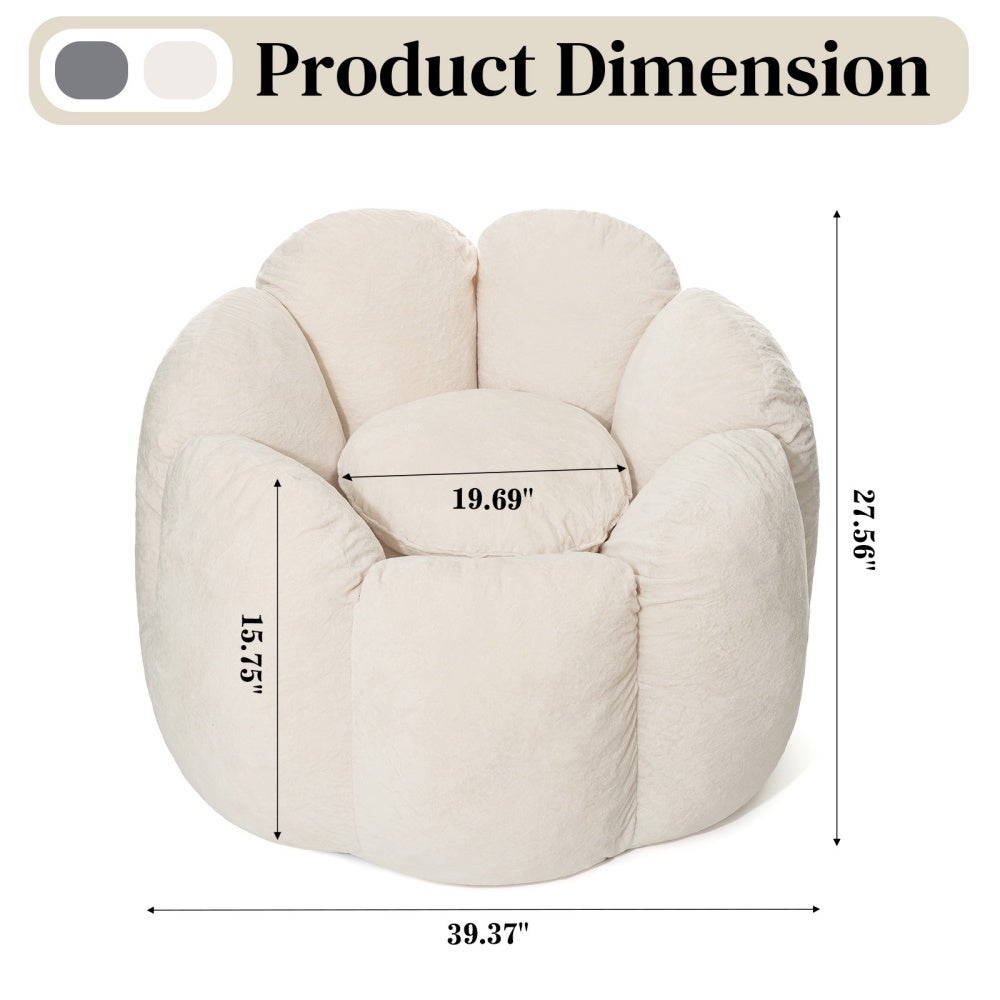 1 x HOMMPA pouf poire fauteuil relax adulte dossier ergonomique velours hollandais déhoussable 100x100x75 cm salon chambre - beige - 8