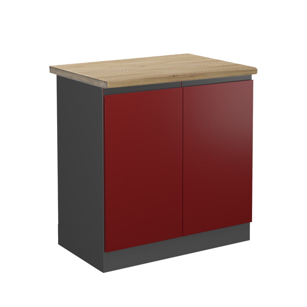 Vicco Szafka pod zlew R-Line, Czerwony, 80 cm J-Shape, BP Dąb