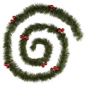 Guirlande De Noël Verte Avec Nœuds Rouges - 10 Mètres, 24 Nœuds, PVC, Pour Sapin Et Déco