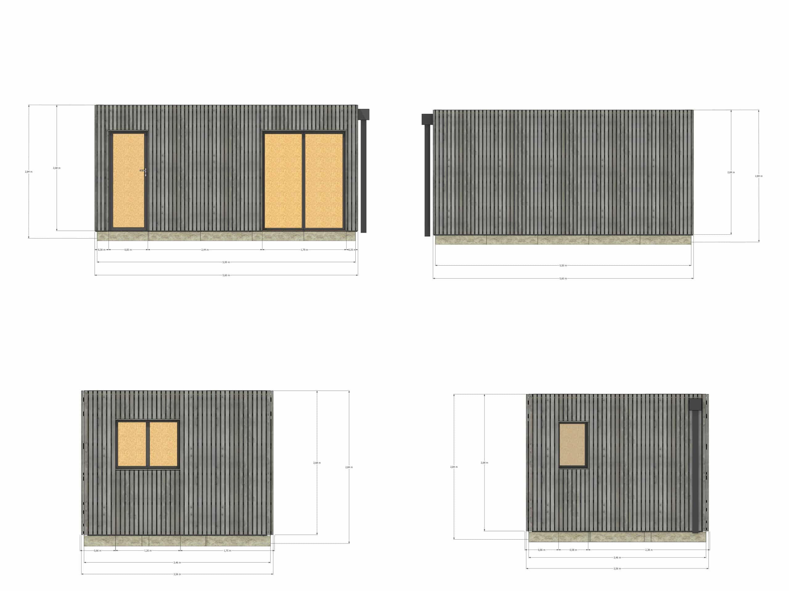 Annexe de jardin bois en bois 5,5 x 3,5 x 2,7 m - 4