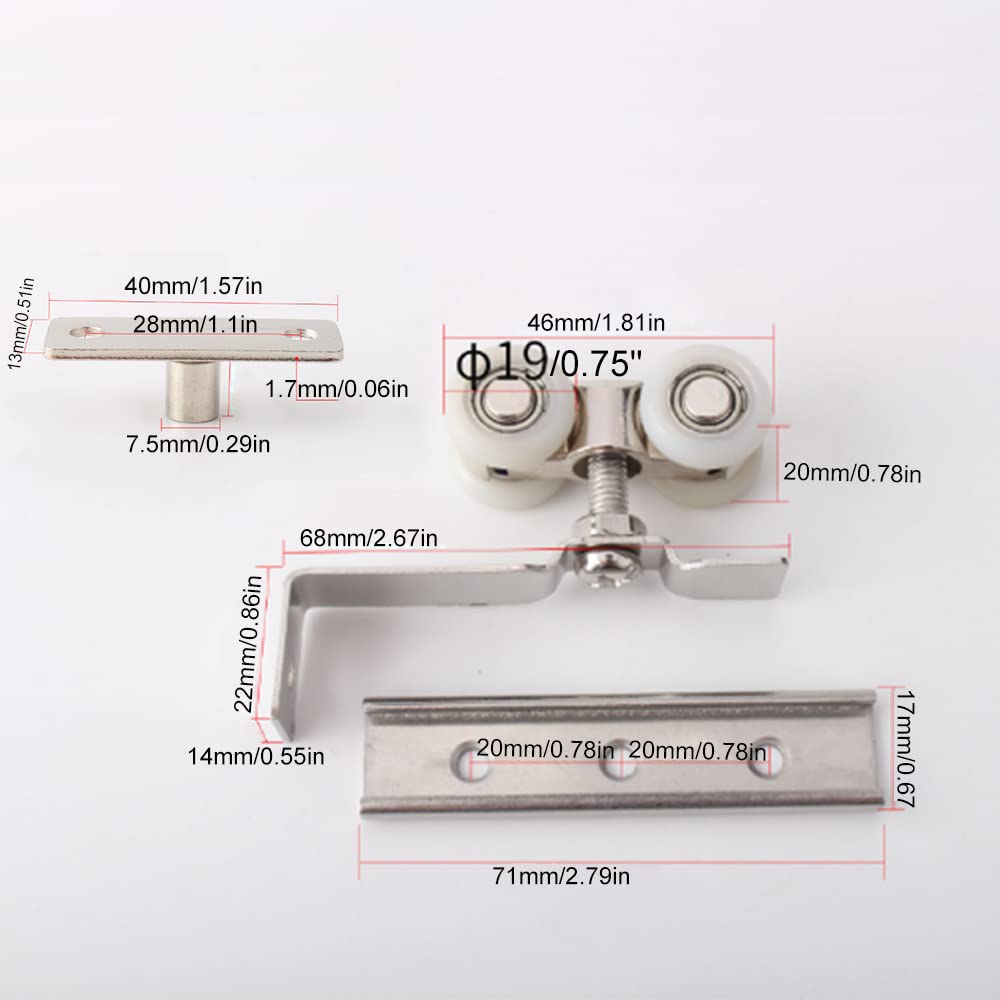 Juego de 2 rodillos para puerta corredera, armario, puerta corredera, mueble, alacena, ventana - 4