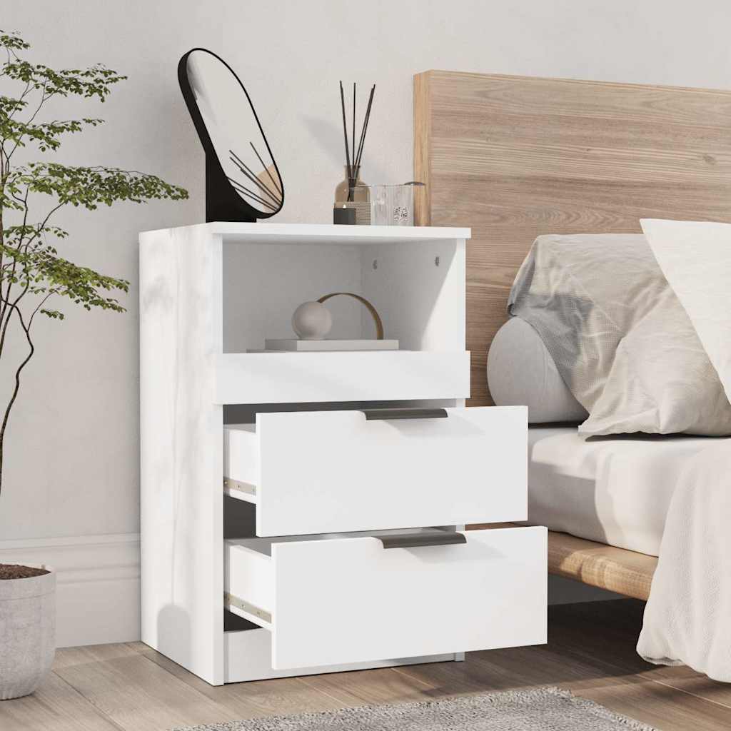 Mesita de noche madera contrachapada blanco vidaXL - 3