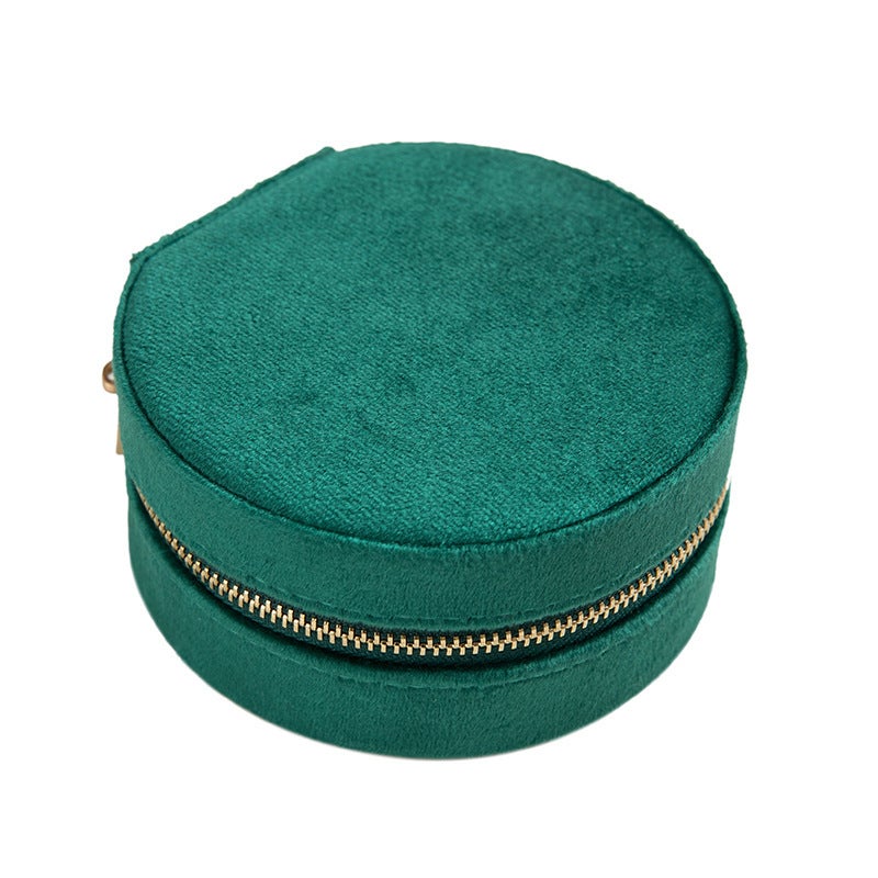 Mini coffret à bijoux de voyage en velours, Boîte à bijoux de voyage, Petit organisateur de bijoux pour bagues, Vert foncé - 3