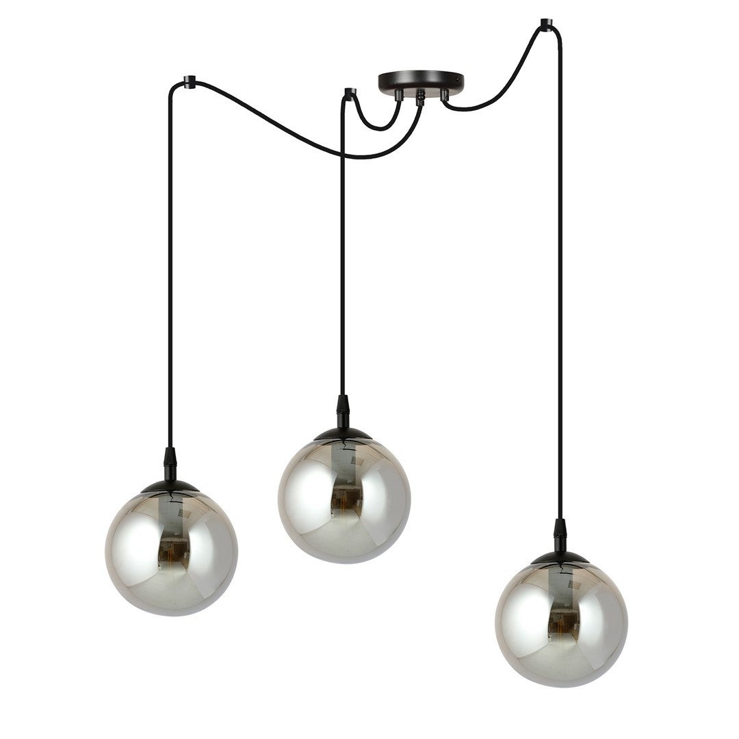Lampa wisząca Gigi czarna-grafit 3xE14x10W wym: 200 x 200 x 14 cm szkło Emibig