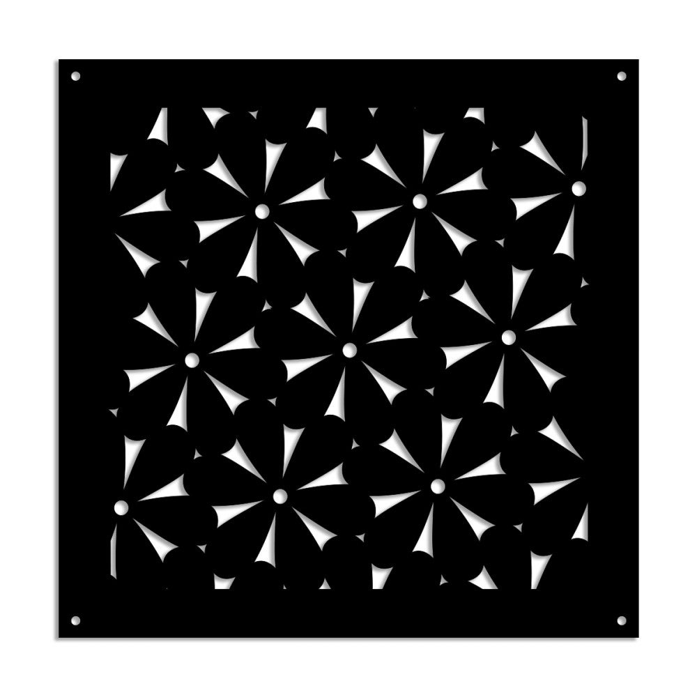 DAISY - Panel perforowany z PVC - Osłona przeciwsłoneczna - Rozmiar 48x48 cm - Grubość 1 cm - Kolor CZARNY