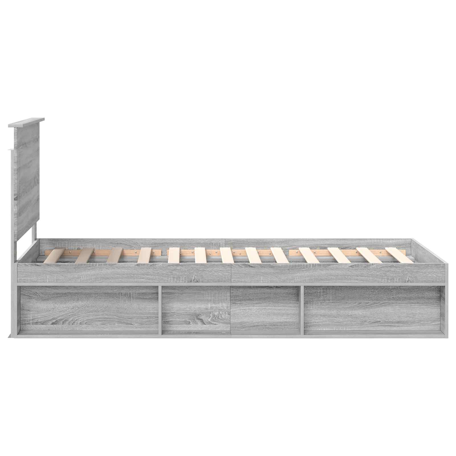 Cadre de lit gris 100 x 200 cm en bois de pin massif - 8