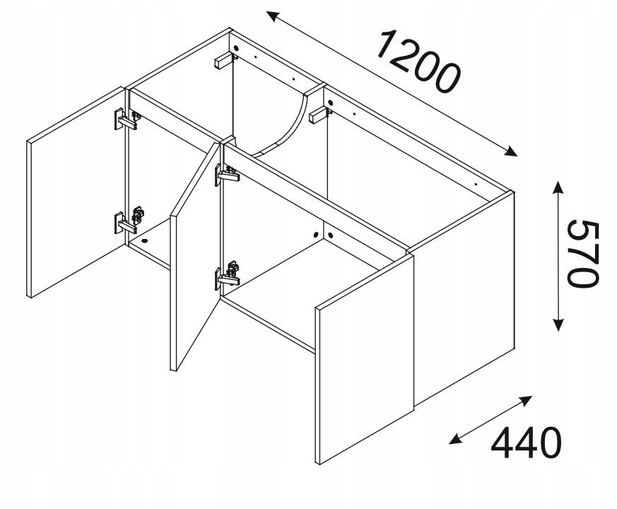 Szafka łazienkowa LUXOR 120 cm czarna dąb olejowany front 3D MDF wisząca - 2