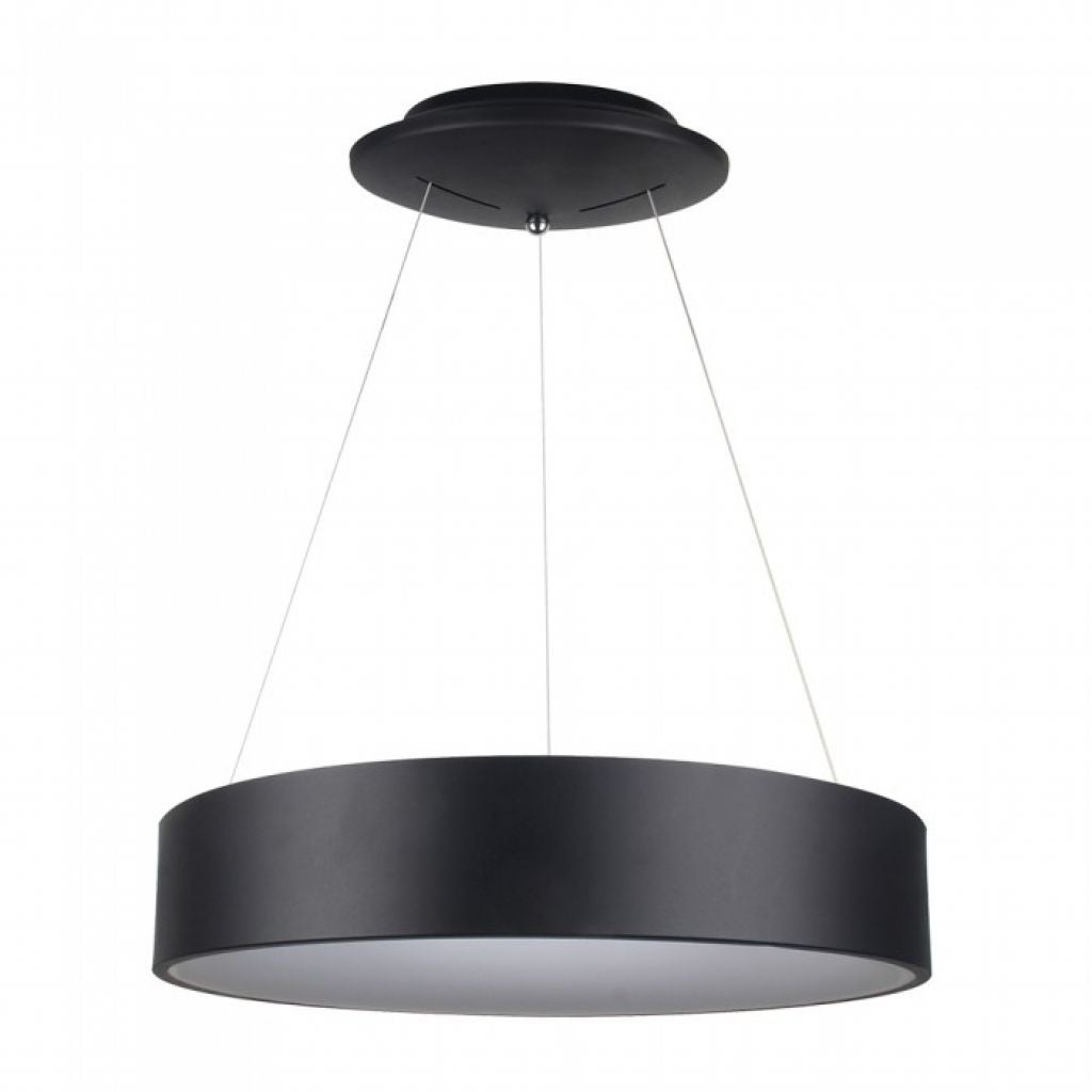 Okrągła lampa wisząca LED 30W z czarnego metalu, średnica: 60 cm, wysokość: 120 cm, 3000 K