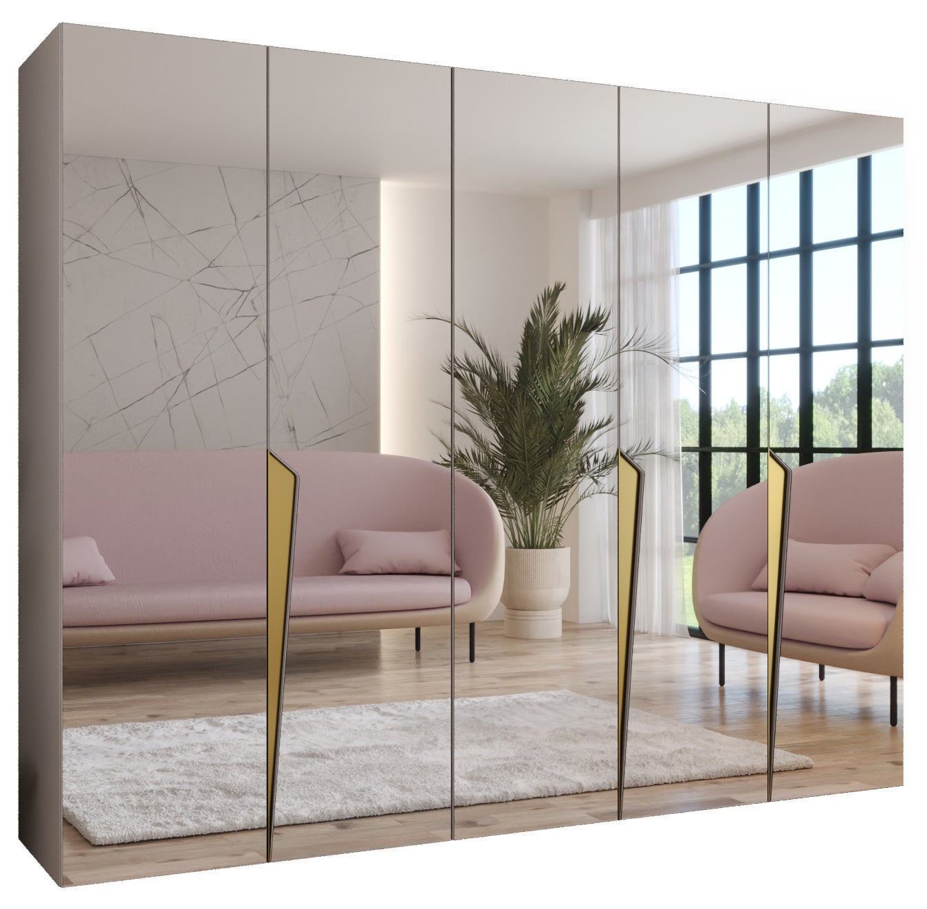 Szafa uchylna otwierana Piano 3 250 x 52 x 202 cm kaszmir + u. Złoty Abiks Meble