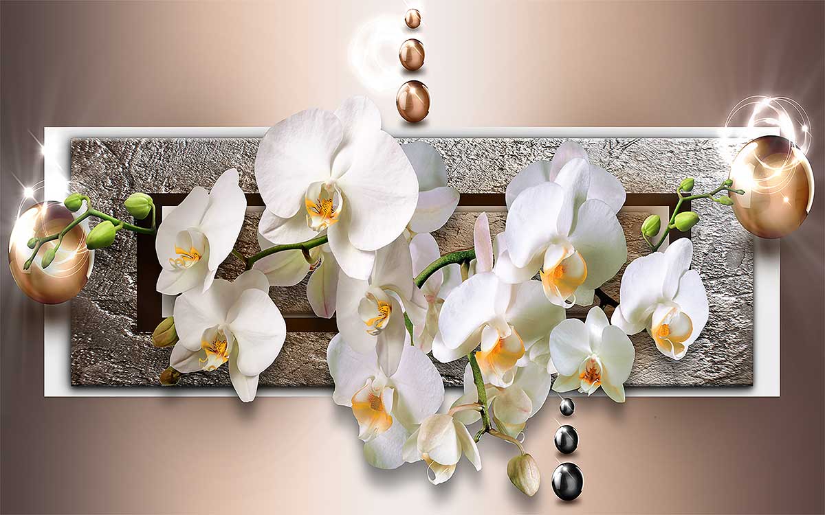 Cuadro gráfica flores de orquídeas - 80x50 cm | Leroy Merlin