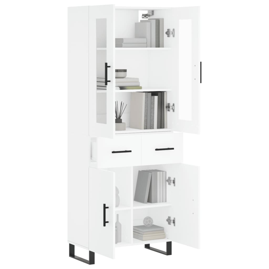Buffet haut Blanc 69,5x34x180 cm Bois d'ingénierie - 3