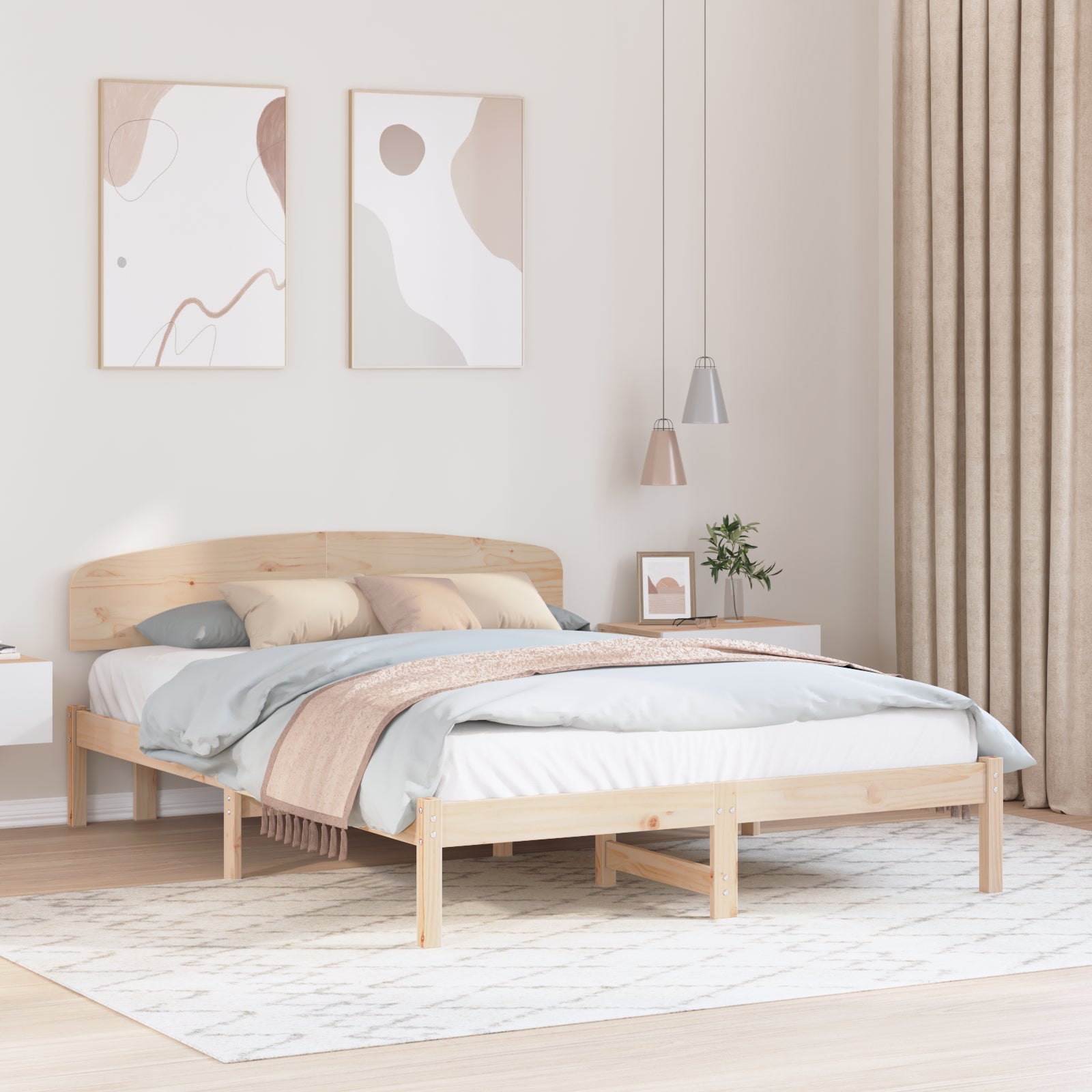 Ramka łóżka Naturalny 160 x 200 cm Lite drewno sosnowe vidaXL