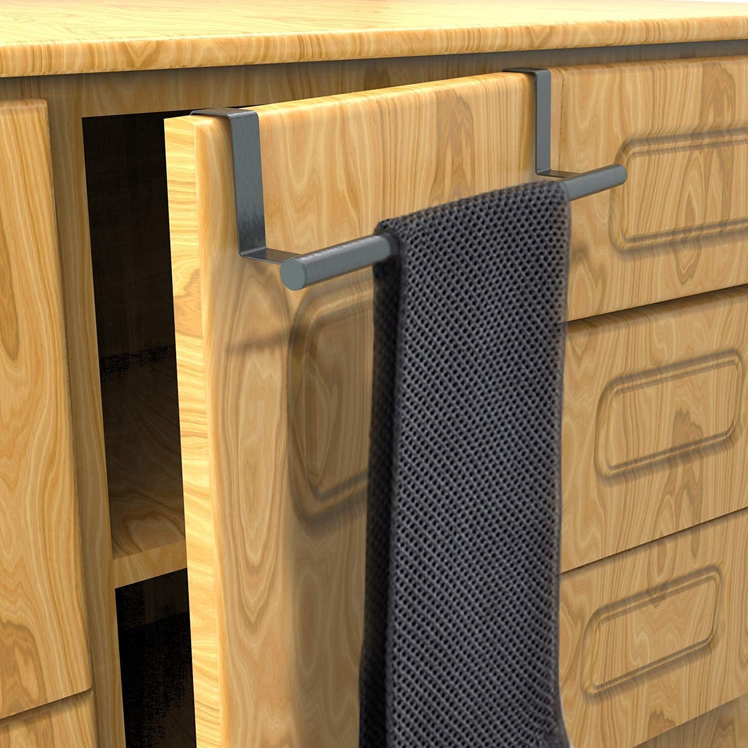 2 Pezzi Asta Porta Asciugamani Da Porta - Senza Forare - Acciaio Inox - Per Bagno E Cucina - Foto 4