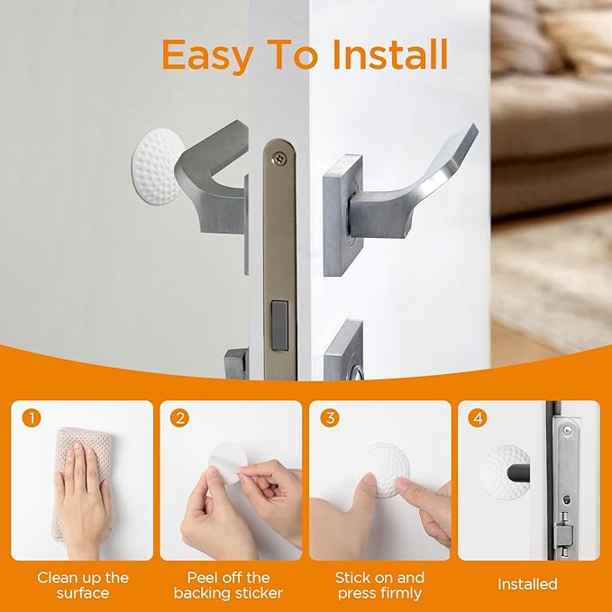 Butées de porte adhésives,10 pièces butées de poignée de porte murale,protecteur de poignée de porte en silicone pour protéger les murs et les meubles - 5