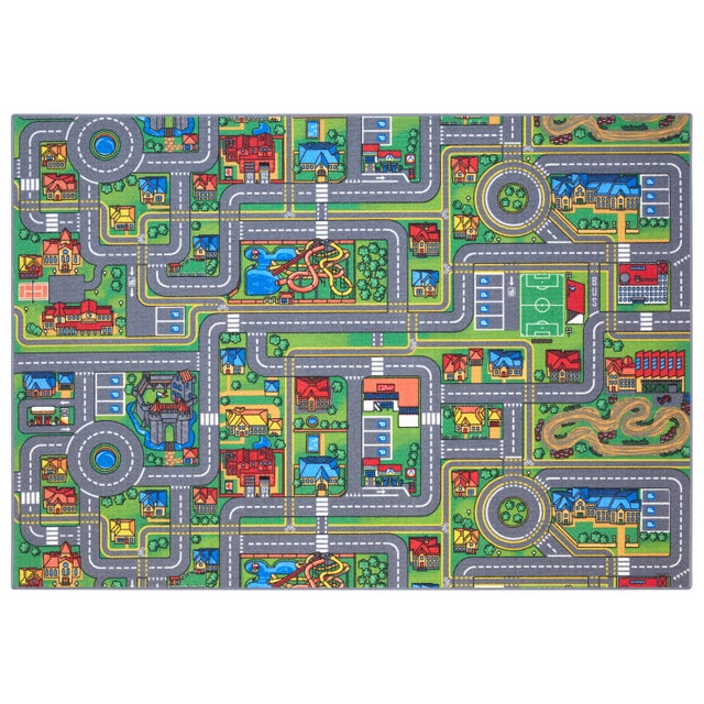 Carpet Studio Tapis de Jeu Enfant 140x200cm, Playcity, Tapis Circuit Voiture, Lavable, Antidérapant