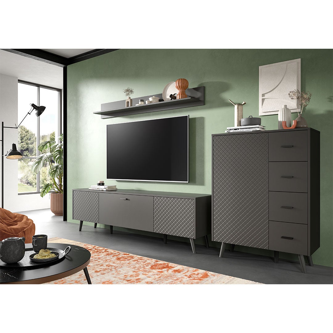 Linea kreedns 4 szuflady, 1 drzwi matowy szary. - 5