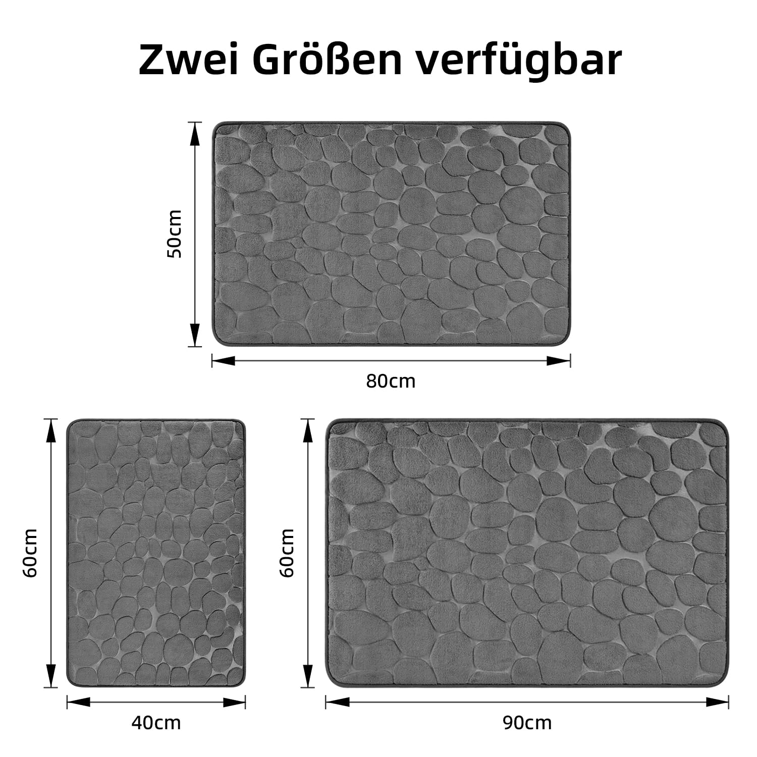 Tapis de bain en mousse à mémoire de forme,antidérapant, pour décoration de douche, paillasson, salle de bain et salon, 60 x 90 cm - 2