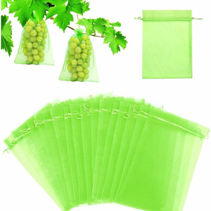 100 Sacs De Protection Pour Fruits - 15x10 Cm, Organza Vert, Cordon De Serrage, Anti-oiseaux Et Insectes