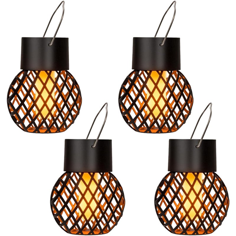 Zestaw 4 lamp wiszących solarnych, wodoodpornych, zasilanych energią słoneczną, do ogrodu, na podwórko, płot i drzewo