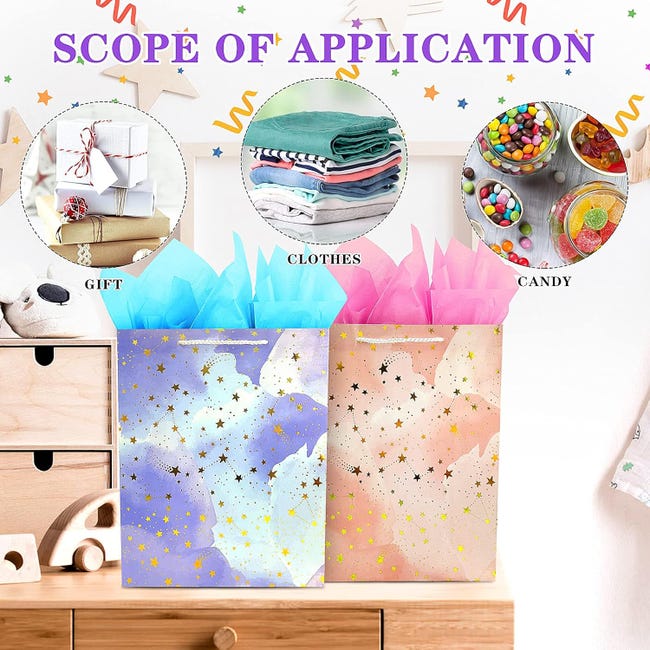 Sacchetto regalo di grande formato con carta velina Sacchetti regalo di compleanno con manici Sacchetto rosa e blu pezzi ciascuno pezzi in totale | Leroy Merlin Sacchetto regalo di grande formato con carta velina Sacchetti regalo di compleanno con manici Sacchetto rosa e blu pezzi ciascuno pezzi in totale | Leroy Merlin
