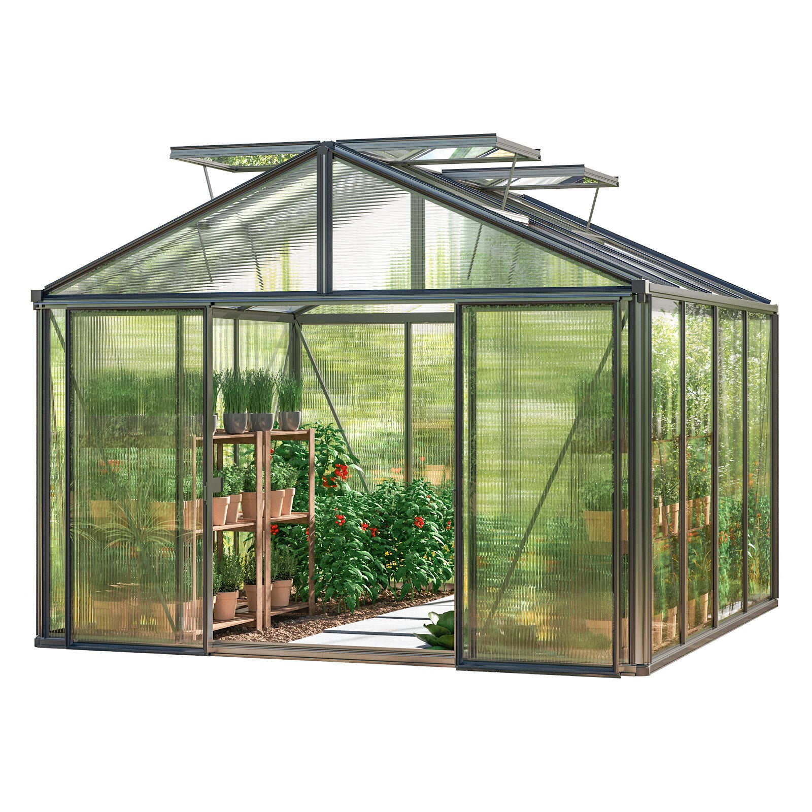 GFP szklarnia Asteria 22 Premium 311x311 cm - grube panele poliwęglanowe ok. 16 mm - kolor: antracytowy