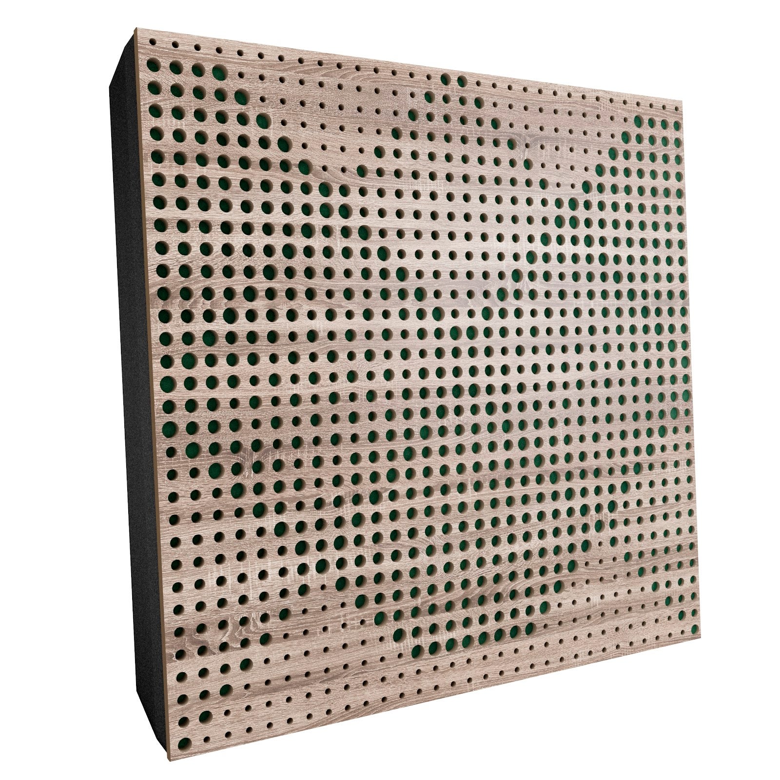 Lot de 2 Panneaux acoustiques WILDS-F décoratifs insonorisants 50x50x5 cm - MDF perforé laminé, tissu et mousse acoustique -Sonoma+Vert - 2