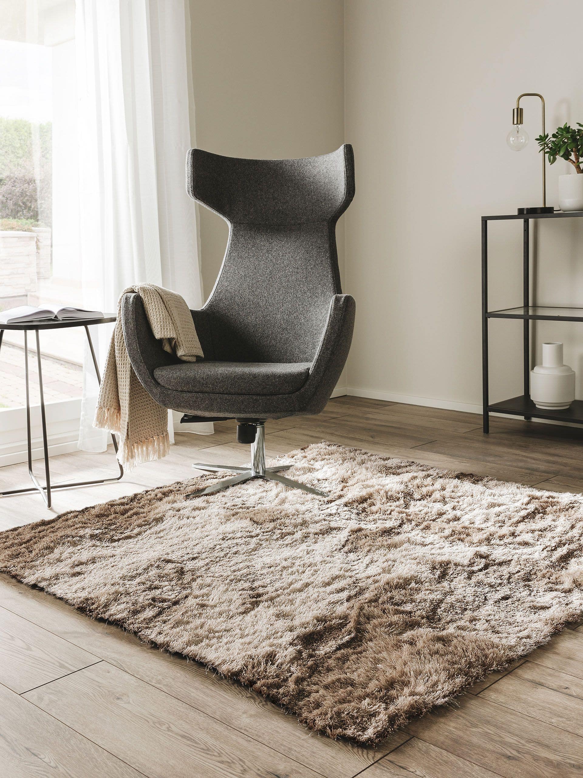 BENUTA - Tappeto a pelo lungo Whisper marroncino 150x150 cm - 2