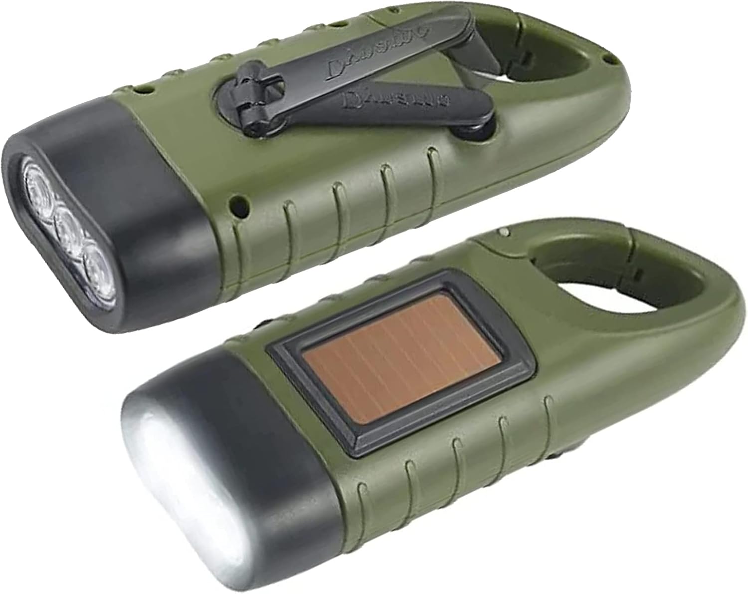 Zestaw 2 latarek solarnych LED, latarki z korbką, latarka awaryjna LED zasilana energią słoneczną, ładowalna, do użytku na zewnątrz, na wędrówki, na p