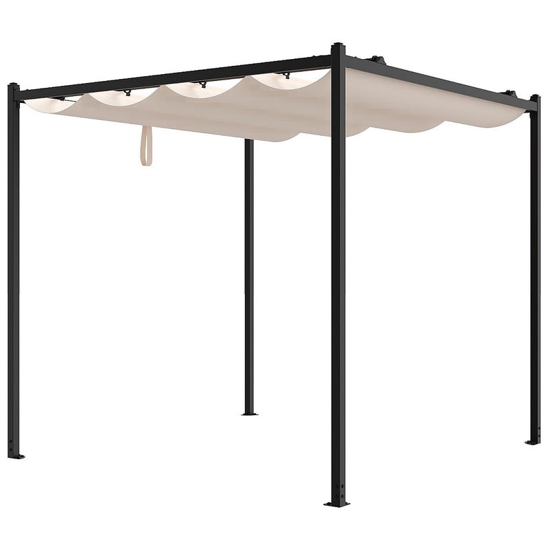 Wolnostojąca pergola stalowa z rozsuwanym dachem - 5,3 m² - czarna - MAZARA