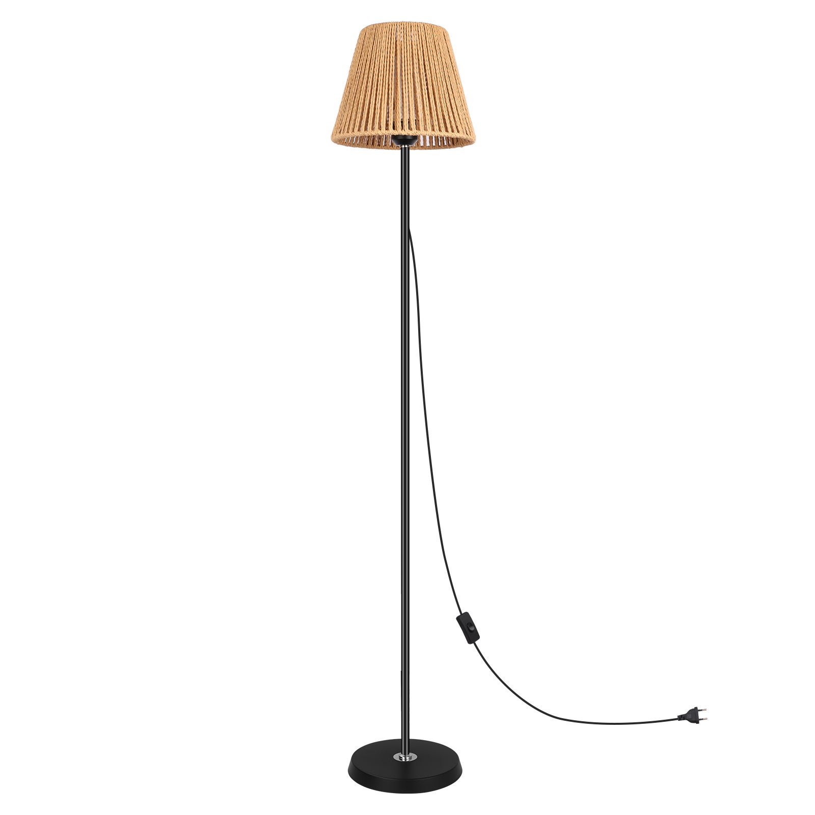LOVHAUS Lampadaire Avec Abat-Jour En Rotin Tressé Avec Interrupteur Marche/Arrêt - 22 x 140CM - 2
