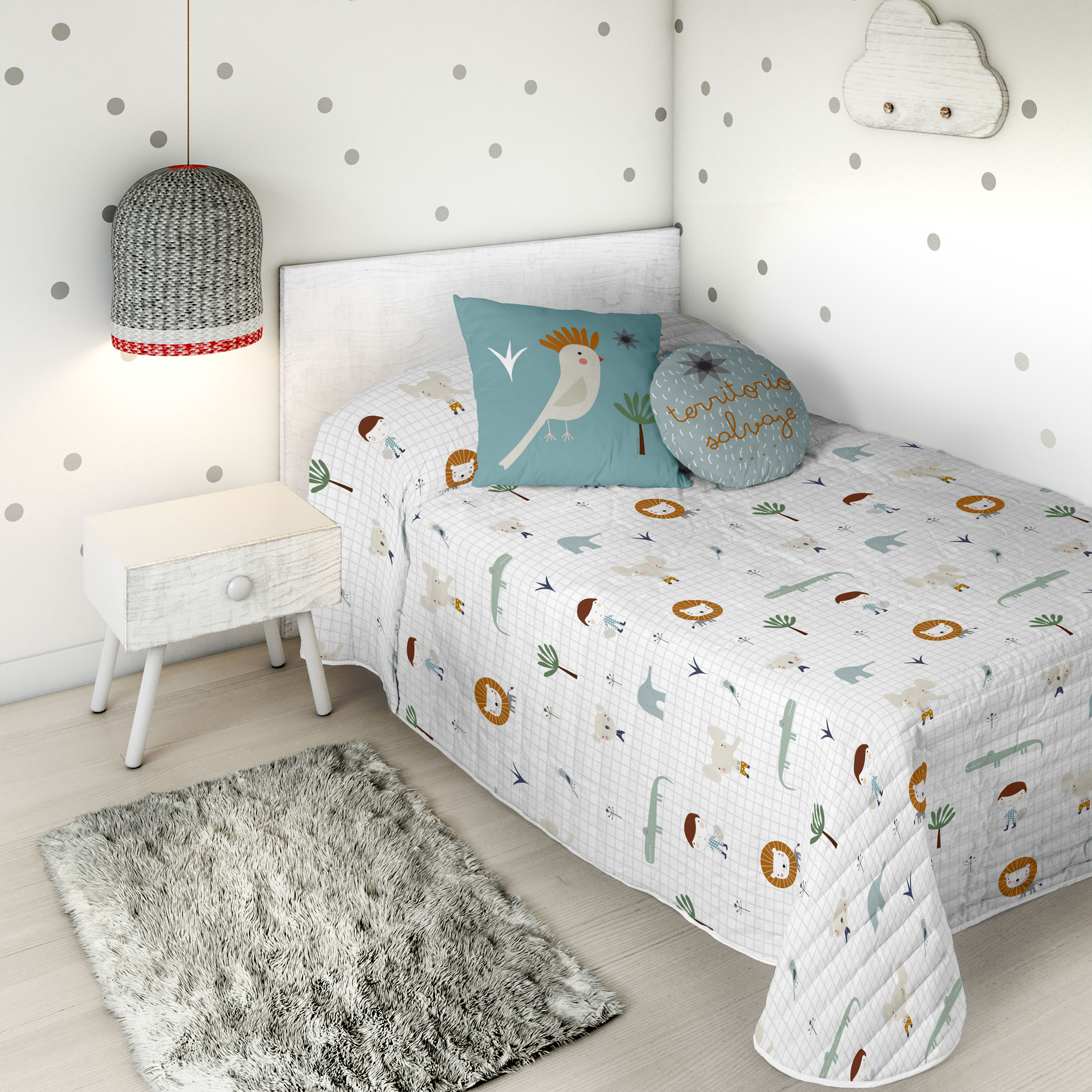 COPRILETTO BOUTI REVERSIBILE GIUNGLA BAMBINO A LETTO 105 - 2