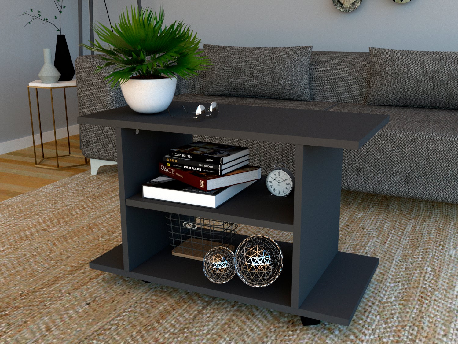Henor Table à Roulettes Bois 80 x 40 x 52.5 cm. Roues de rotation 360º ...