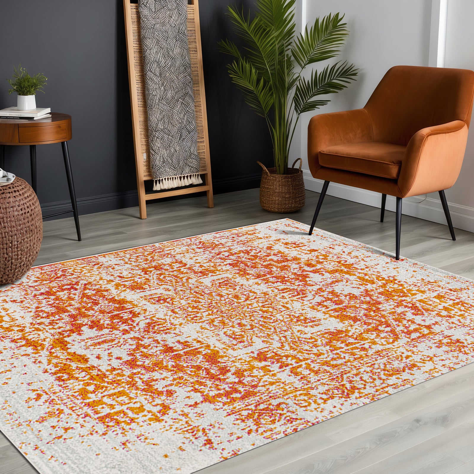 LIVABLISS Tapis Vintage Oriental Orange/Blanc 120x170 cm Juliette - 8