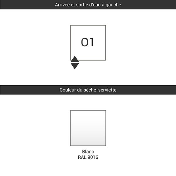 Sèche-serviette eau chaude blanc de 1515mm de haut et 500mm de large - 522 Watt - SIM1515/500DWO1B - 2