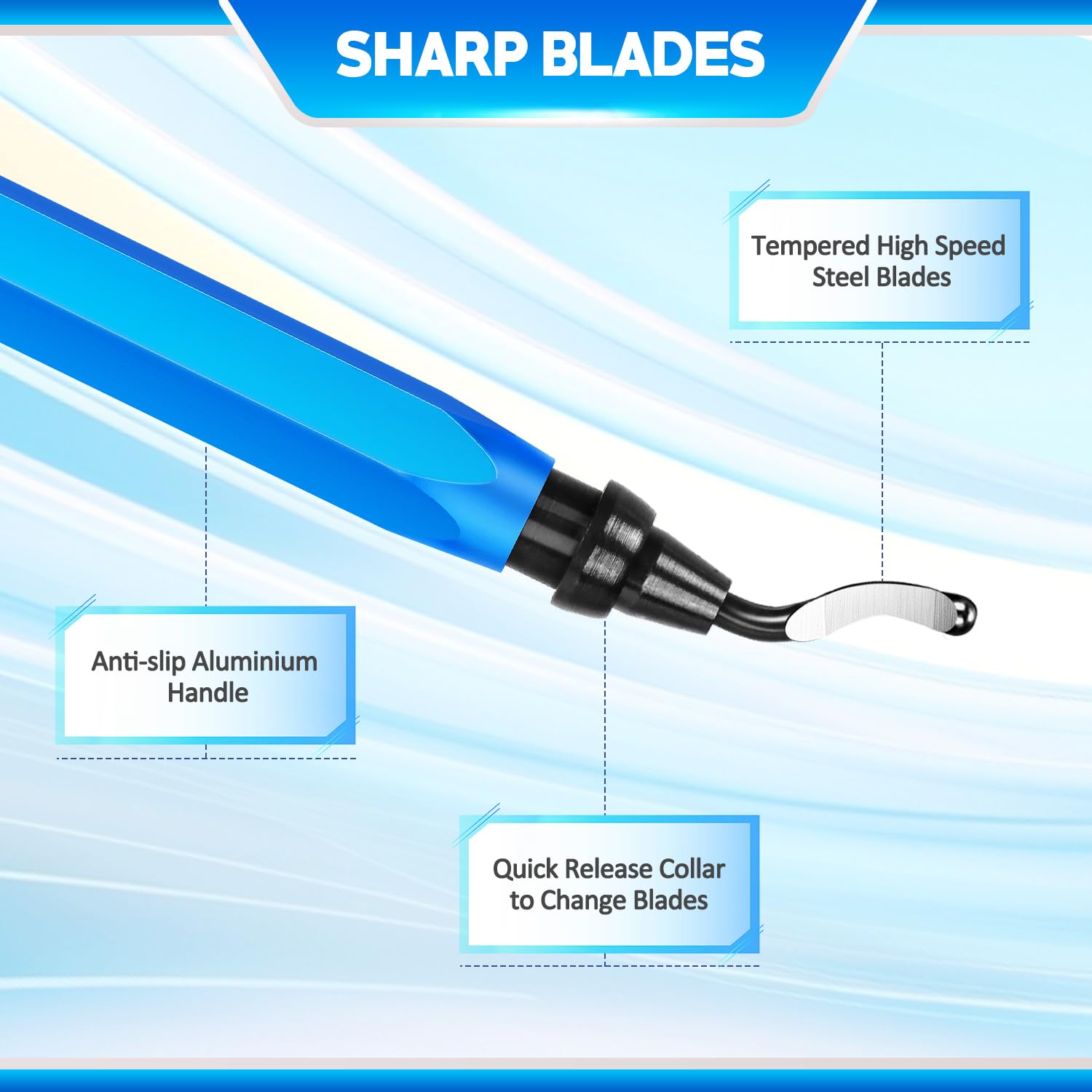 Ebavureur Outil D'ébavurage, Burr Remover Kit avec 10 BS1010 Lames de Rechange, Ebavurage Manuel 360 ° Rotatif Deburr pour l'impression 3D, Aluminium, - 2