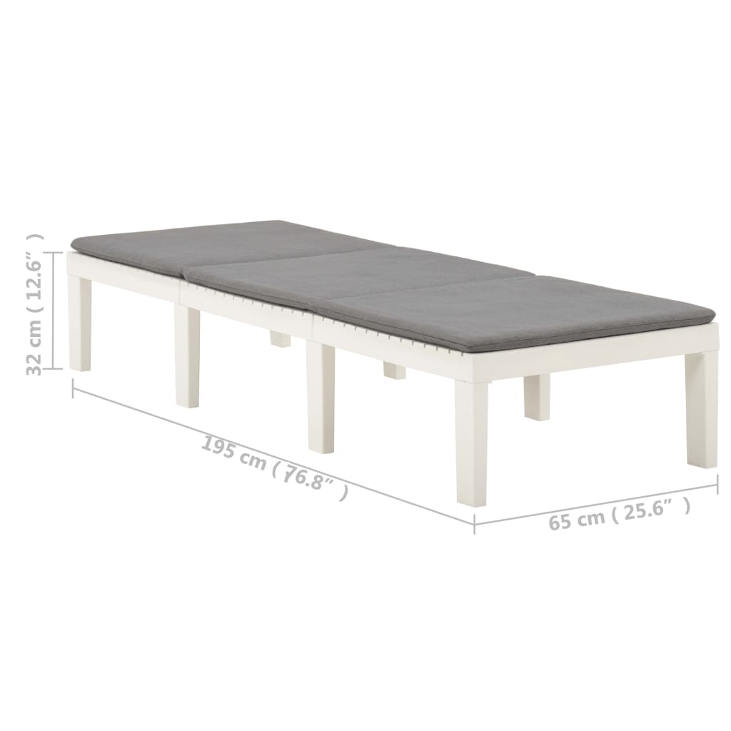 Chaise longue avec coussin Plastique Blanc - 9