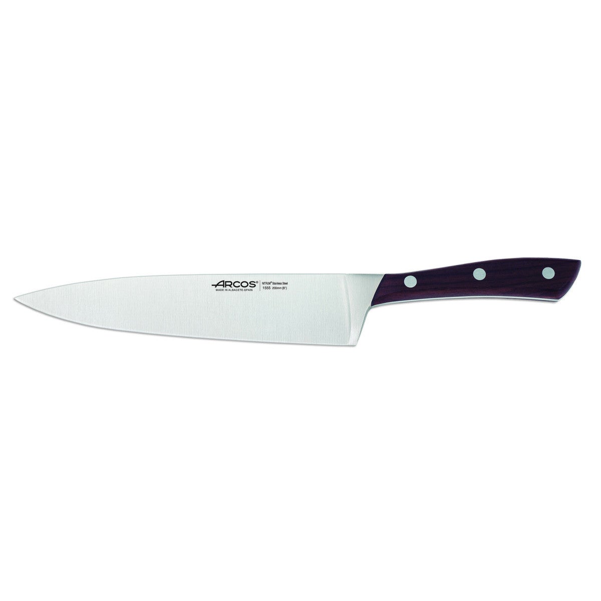 Arcos Cuchillo De Cocina Natura 155510 De Acero Nitrum, Mango De Madera De Palisandro Y 20 Cm De Hoja En Estuche - Imagen 3