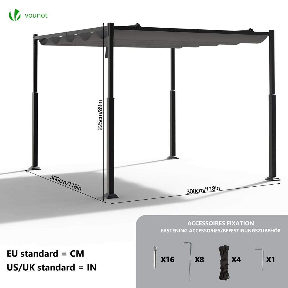Pergola Gris en Acier 9.0 m² - 3