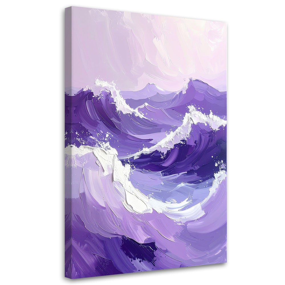 Obraz do salonu sypialni biura, Morze Fale Nowoczesny Pastelowy Krajobraz Fioletowy 40x60