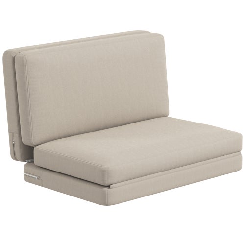 HOMCOM Divano A Un Posto Con Struttura In Legno Di Gomma, Imbottito, Beige Con Motivo A Quadri, Carico Max 150 Kg - 2