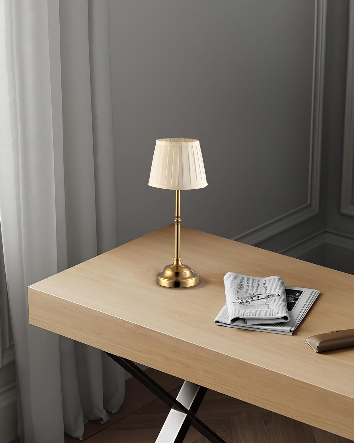 Ściemnialna bezprzewodowa lampa stołowa LED – lampka nocna w stylu retro – zasilana bateryjnie – 4000 mAh – odpowiednia do użytku wewnątrz i na zewną - 6