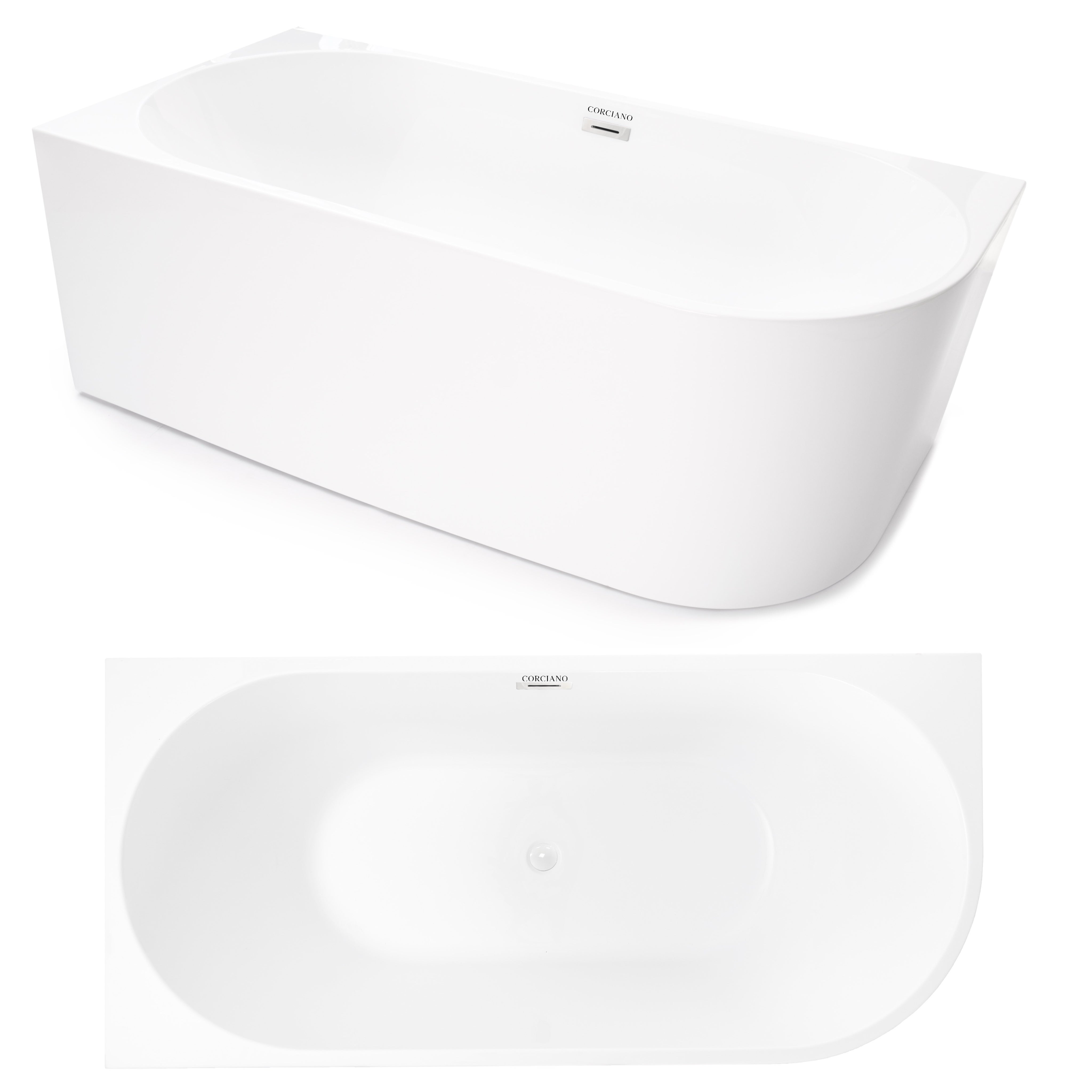 "Wanna wolnostojąca przyścienna NAROŻNA CRETE LEWA 170 x 80 cm biała system przelewowy AKCESORIA BIAŁE (KOREK I PRZELEW)"