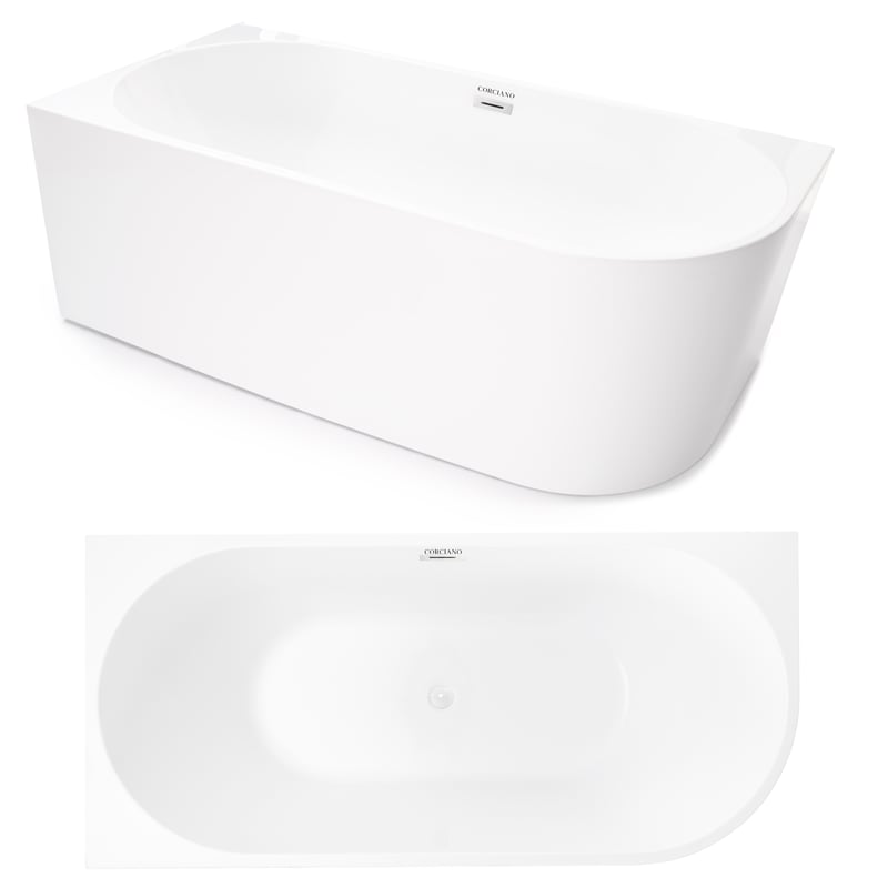 "Wanna wolnostojąca przyścienna NAROŻNA CRETE LEWA 170 x 80 cm biała system przelewowy AKCESORIA BIAŁE (KOREK I PRZELEW)"