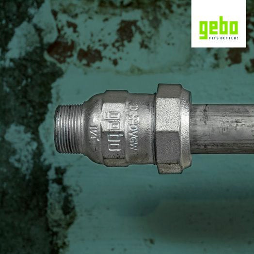 GEBO Raccord à compression Mâle fonte malléable galvanisée 1/2