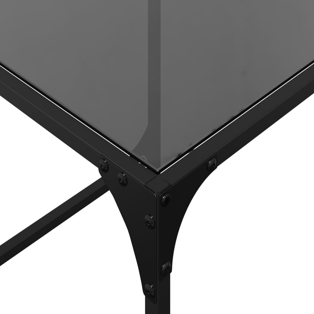2 peças Mesas de Café，Mesa de centro Nesting com tampo de vidro preto em aço CFW669165 - 6