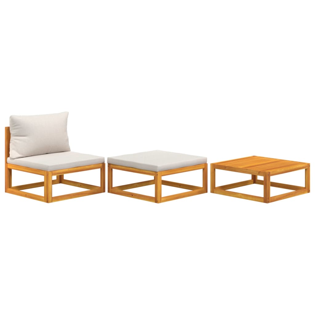 Maison Exclusive - Salon de jardin 3 pcs avec coussins bois massif d'acacia - 2
