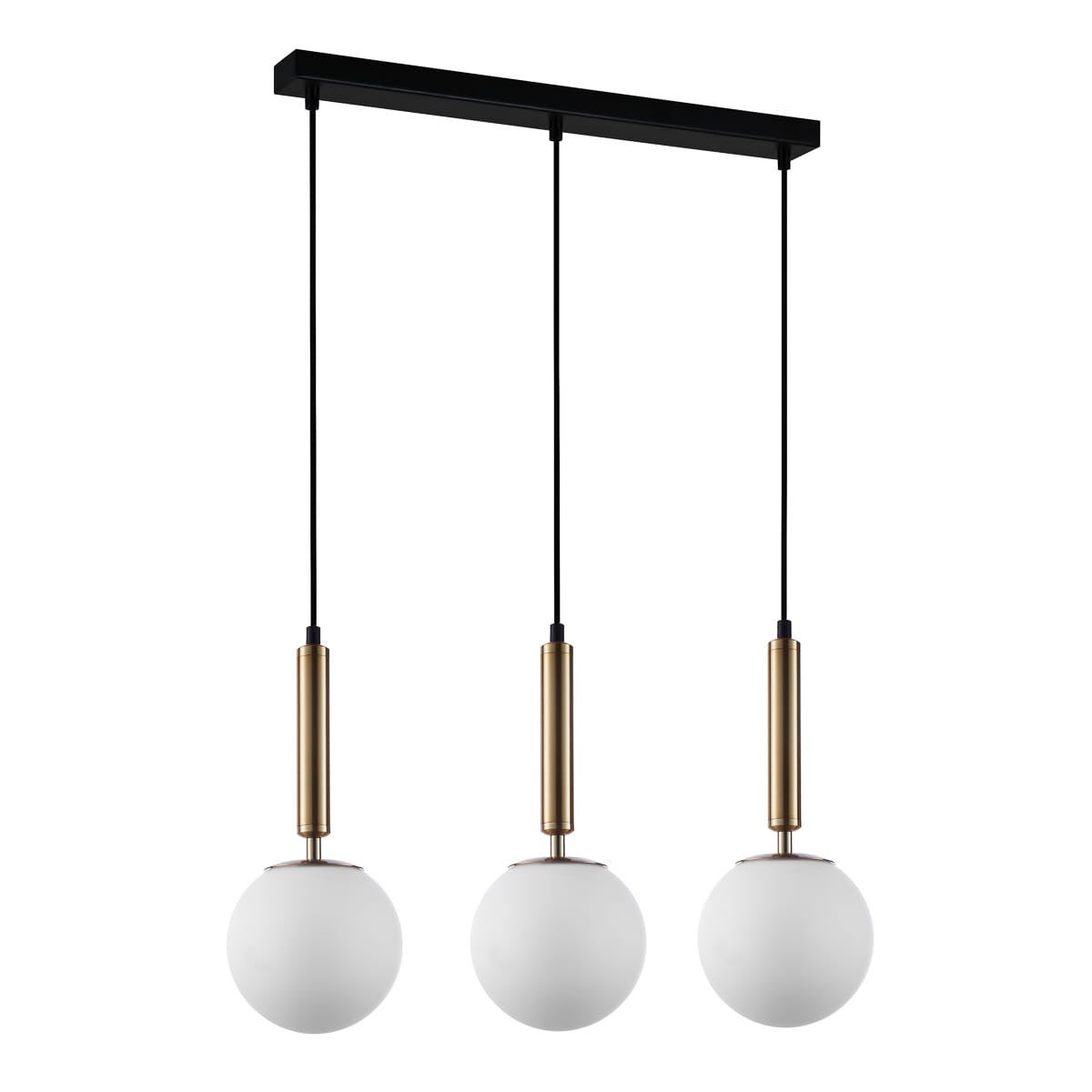 Lampa wisząca Ravena mosiężno-czarna-biała 3xE27x10W listwa wym: 108 x 65 x 15 cm szkło Italux
