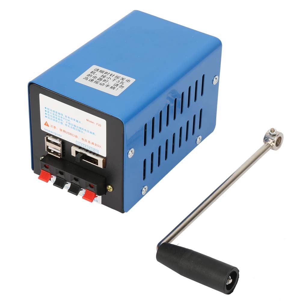 Przenośny generator z korbką o dużej mocy, ładowany awaryjnie przez USB